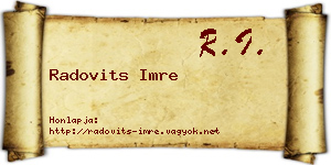 Radovits Imre névjegykártya